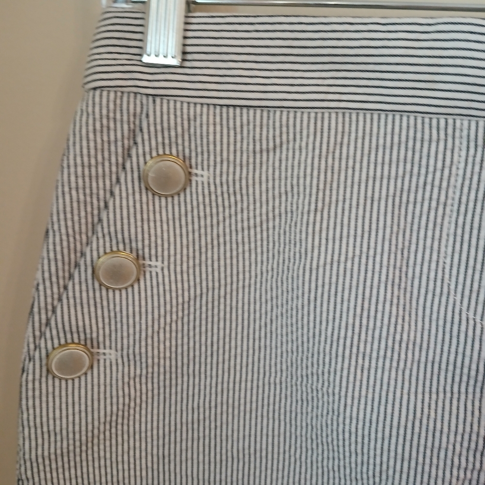 J Crew Women's 100% Cotton Gray Pinstripe Sailor Skirt Siize 00 - Picture 5 of 11